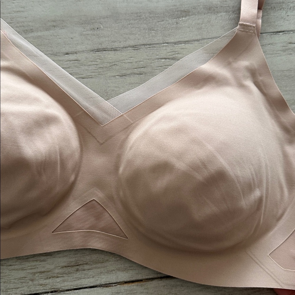 Honeylove Women's CrossOver Mesh Bra in Cream Tan everyday neutral XL - Picture 3 of 6